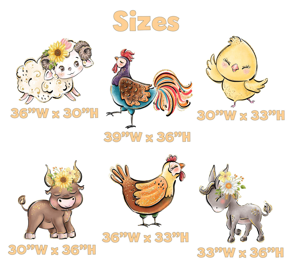 Farm Animals Set 6 Cutouts, Ranch Animals Party, Barnyard Birthday Prop, Baby Shower Backdrop, Farm Themed Party Decor, Centerpieces
