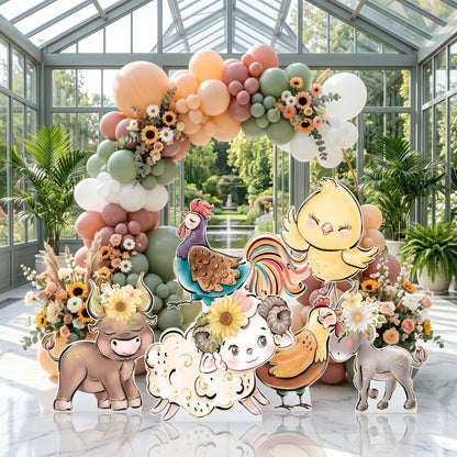Farm Animals Set 6 Cutouts, Ranch Animals Party, Barnyard Birthday Prop, Baby Shower Backdrop, Farm Themed Party Decor, Centerpieces
