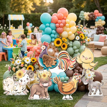 Farm Animals Set 6 Cutouts — custom party decor, printed and cut to shape