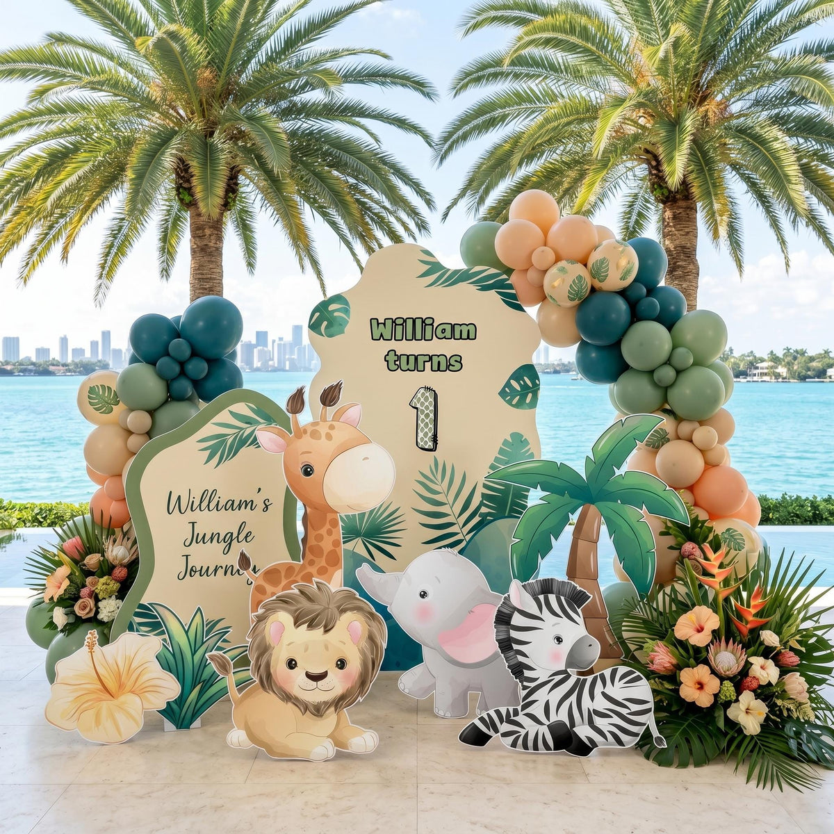 Green Safari Animals Cutouts — custom party decor, printed and cut to shape