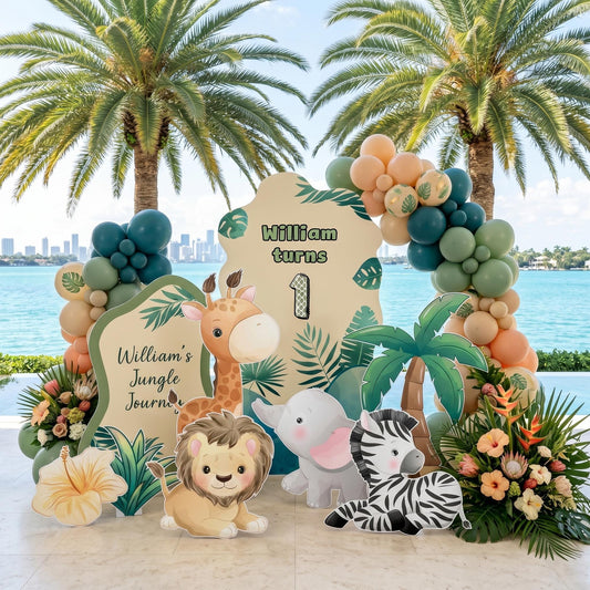 Green Safari Animals Cutouts — custom party decor, printed and cut to shape