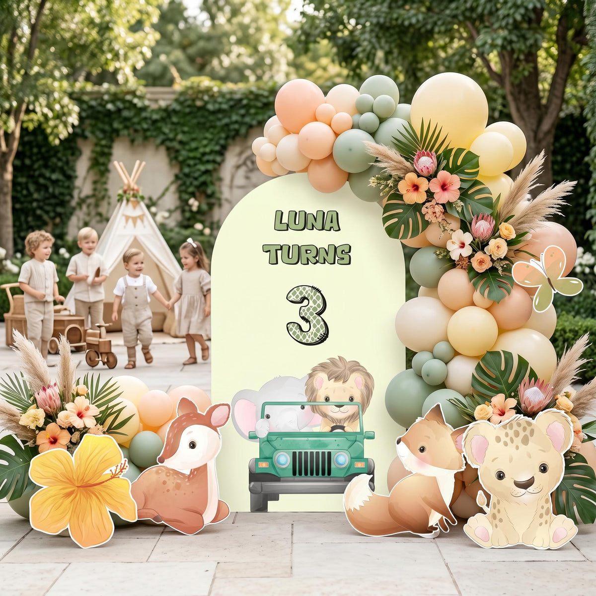 Safari Animals Cutouts, Jungle Backdrop, Baby Shower Decor, 1st Birthday, Wild One Birthday