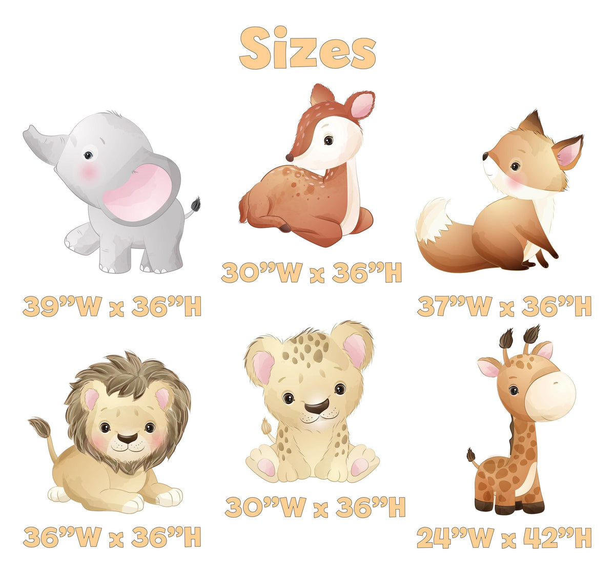 Safari Animals Set 6 Cutouts, Jungle Backdrop, Baby Shower Decor, 1st Birthday, Wild One Birthday