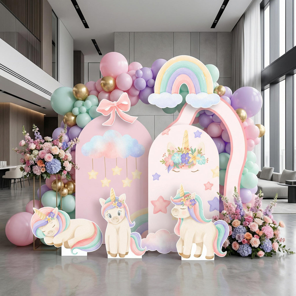 Pastel Unicorn Birthday Cutout, Pink Baby Shower, Fairytale, Rainbow Centerpieces, Unicorn Party Props