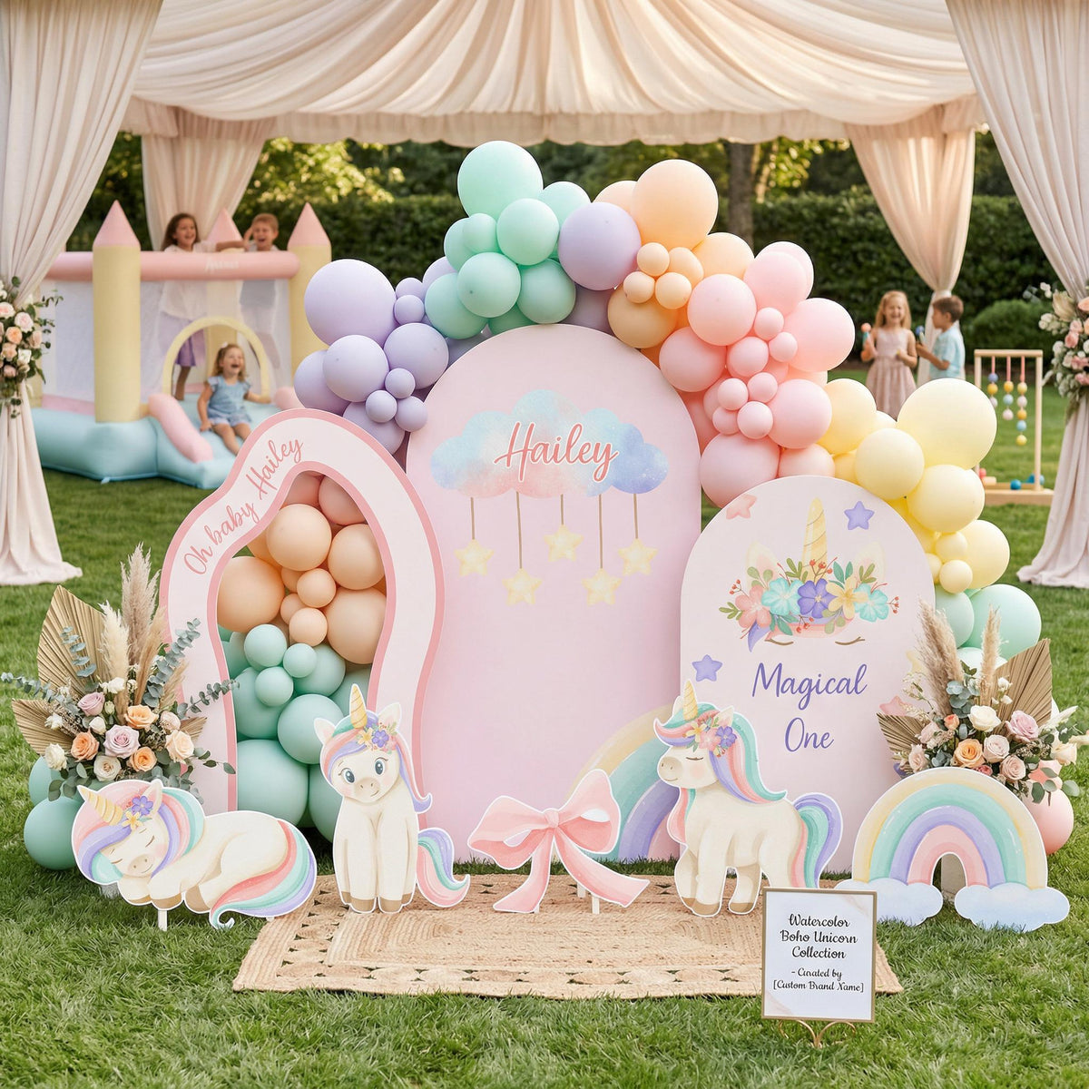 Pastel Unicorn Birthday Cutout, Pink Baby Shower, Fairytale, Rainbow Centerpieces, Unicorn Party Props