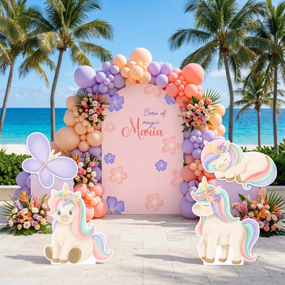 Pink Unicorn Birthday Cutouts, Baby Shower, Fairytale, Rainbow Centerpieces, Unicorn Party Props