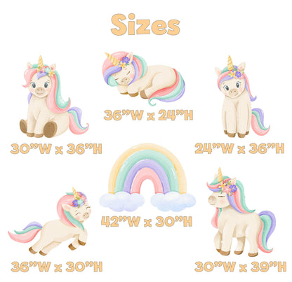 Pink Unicorn Set 6 Birthday Cutouts, Baby Shower, Fairytale, Rainbow Centerpieces, Unicorn Party Props
