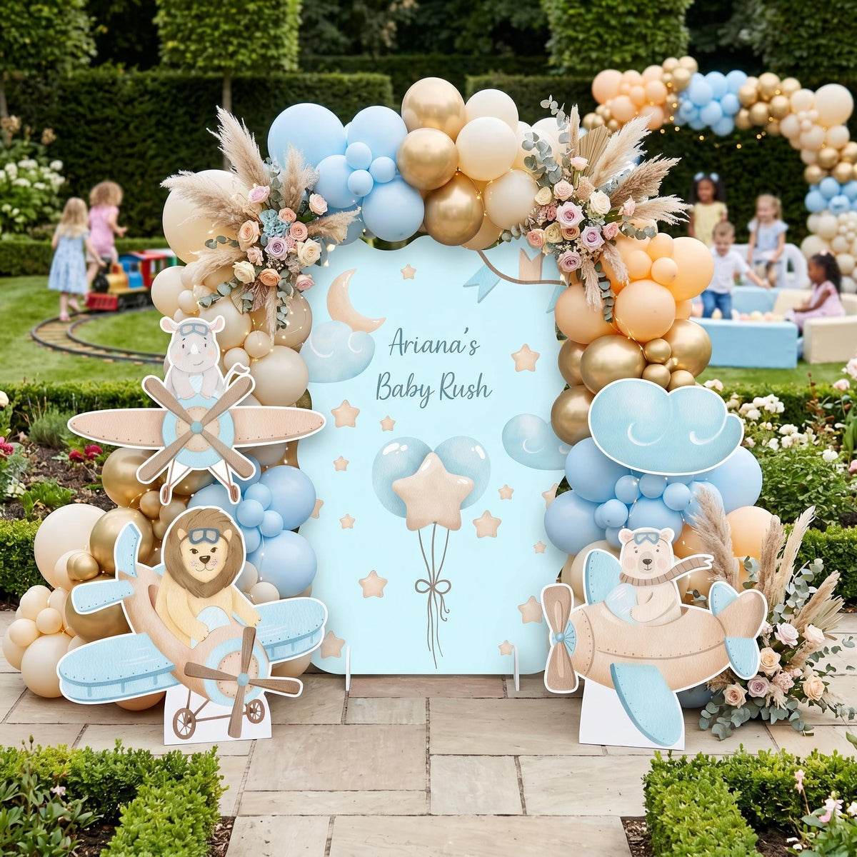 Blue Aviator Animals Cutout, Time flies, Adventure Baby Shower, Hot Air Balloon, Airplane Backdrop, Birthday Decor, Baby Boy, Centerpieces