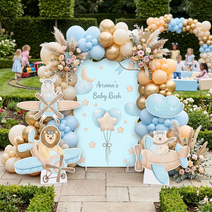 Blue Aviator Animals Cutout, Time flies, Adventure Baby Shower, Hot Air Balloon, Airplane Backdrop, Birthday Decor, Baby Boy, Centerpieces