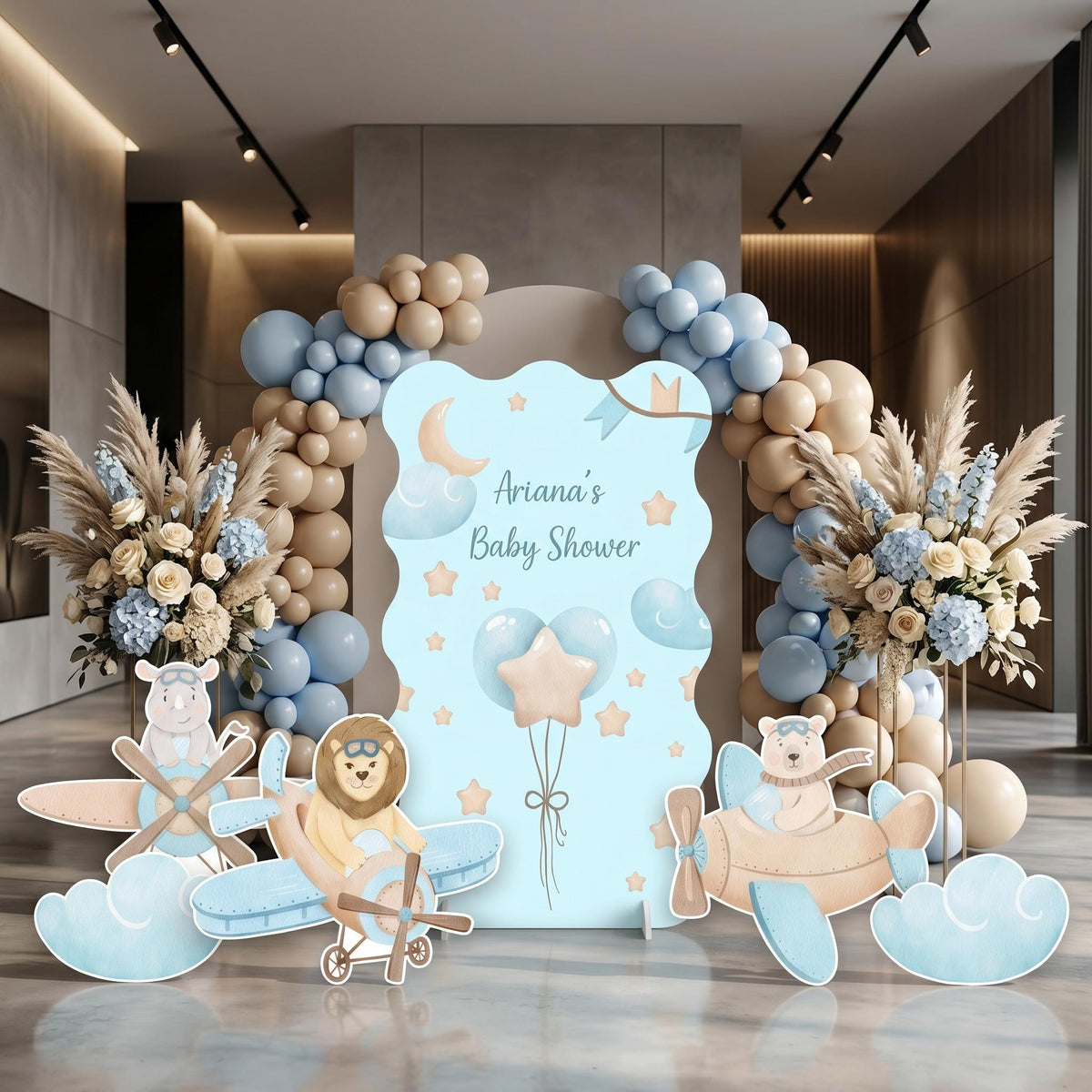 Blue Aviator Animals Cutout, Time flies, Adventure Baby Shower, Hot Air Balloon, Airplane Backdrop, Birthday Decor, Baby Boy, Centerpieces