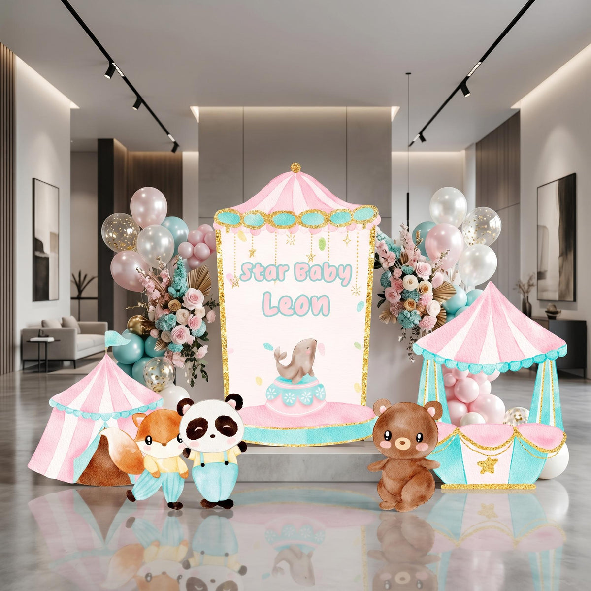 Pink Circus Cutouts, Carousel Party Decoration, Centerpieces, Girl Baby Shower, Carnival, 1st Birthday Decor