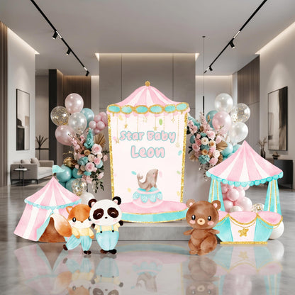 Pink Circus Cutouts, Carousel Party Decoration, Centerpieces, Girl Baby Shower, Carnival, 1st Birthday Decor
