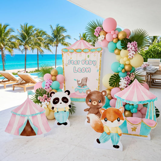 Pink Circus Cutouts — custom party decor, printed and cut to shape