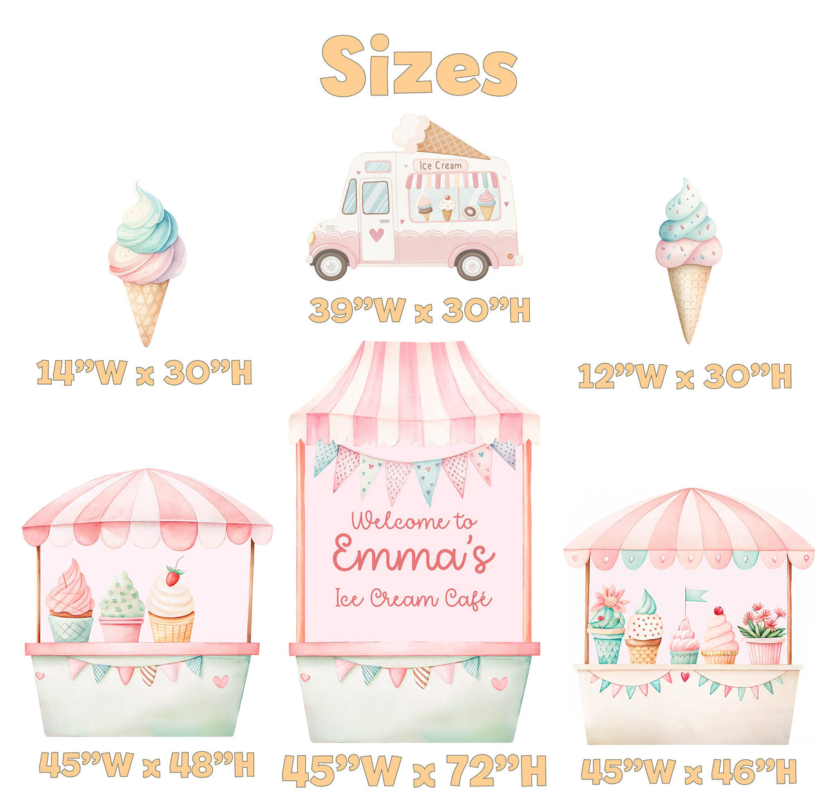 Ice Cream Cutouts, Ice Cream Truck, Backdrop, Two Sweet Birthday, Baby Shower, Candy Theme Decor, Sweet Store, Summer Party