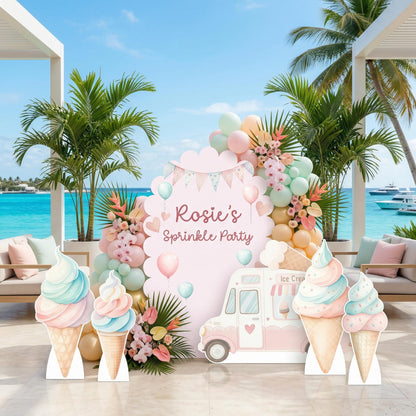 Ice Cream Cutouts, Ice Cream Truck, Backdrop, Two Sweet Birthday, Baby Shower, Candy Theme Decor, Sweet Store, Summer Party