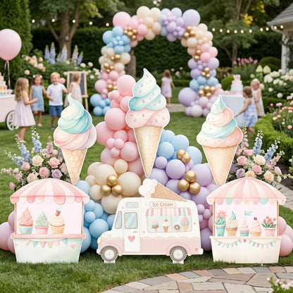 Ice Cream Set 6 Cutouts — custom party decor, printed and cut to shape