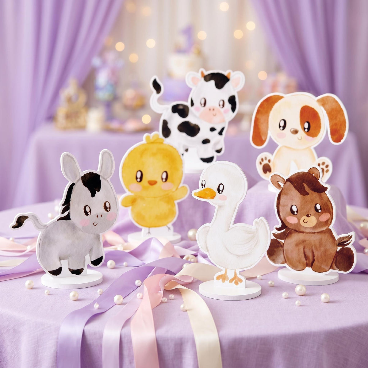 Farm Animals Double-Sided Table Centerpieces Set 6, Baby Shower, Nursery Decor, Table Decor, Birthday Decorations, Farmhouse Decor