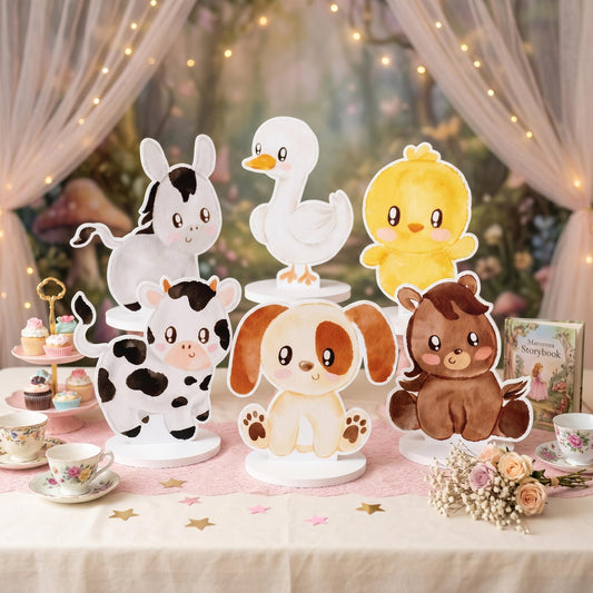 Farm Animals Double-Sided Table Centerpieces Set 6 — custom party decor, printed and cut to shape