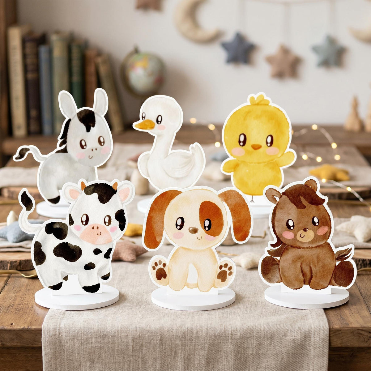 Farm Animals Double-Sided Table Centerpieces Set 6, Baby Shower, Nursery Decor, Table Decor, Birthday Decorations, Farmhouse Decor