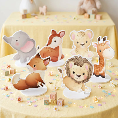 Safari Animals Double-Sided Table Centerpieces Set 6, Jungle Baby Shower, Nursery Decor, Table Decor, Birthday Decorations, Wild One