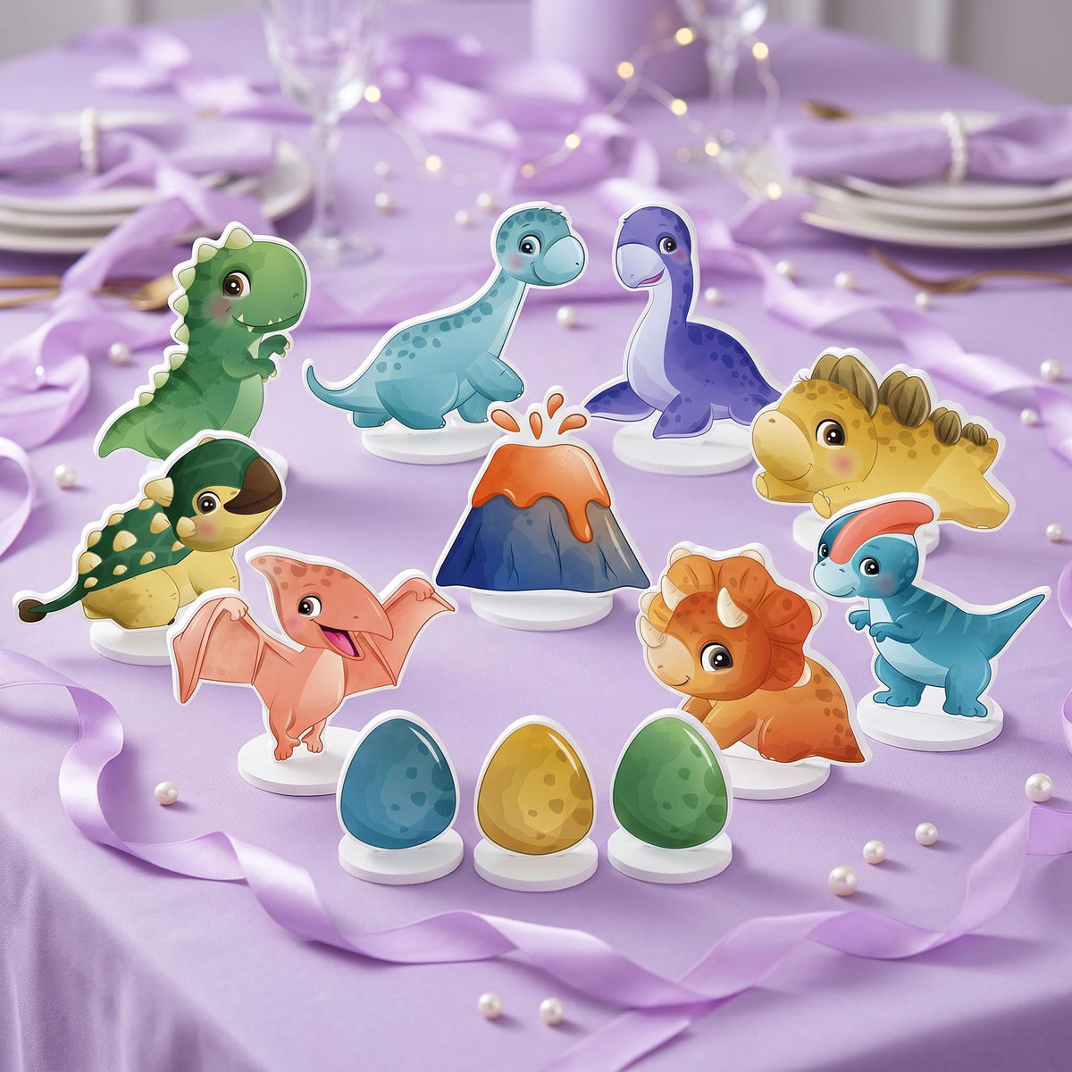 Dinosaur Double-Sided Table Centerpieces Set 10, Roar Baby Shower, Nursery Decor, Table Decor, Dino Birthday Decorations