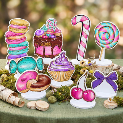Candyland Double-Sided Table Centerpieces Set 9, Candy Shop Baby Shower, Table Decor, Sweet One Birthday , Lollipop, Candy Theme Decor