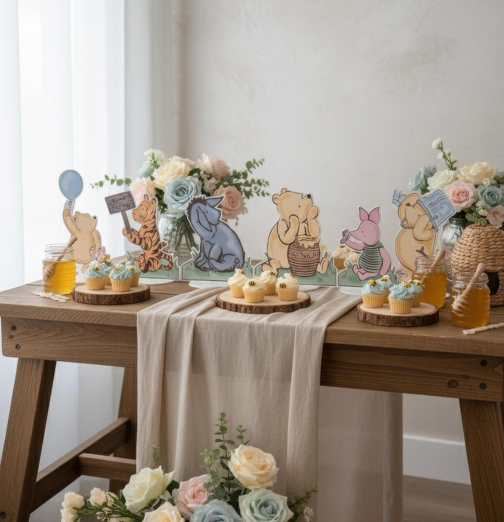 Classic Honey Bear and Friends Double-Sided Table Centerpieces Set 6 (Boho Table Set), Baby Shower, Nursery Decor, Table Decor, Birthday Decorations