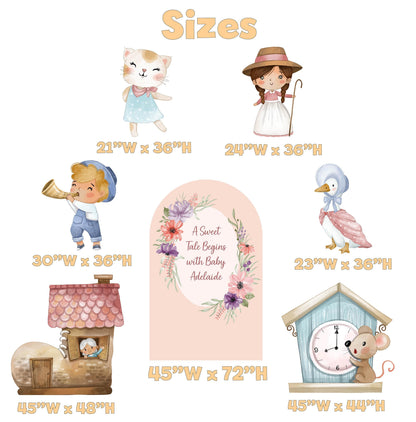 Nursery Rhymes Cutouts, Mother Goose Baby Shower, Silly Goose Props, Gender Neutral, Storybook 1st Birthday