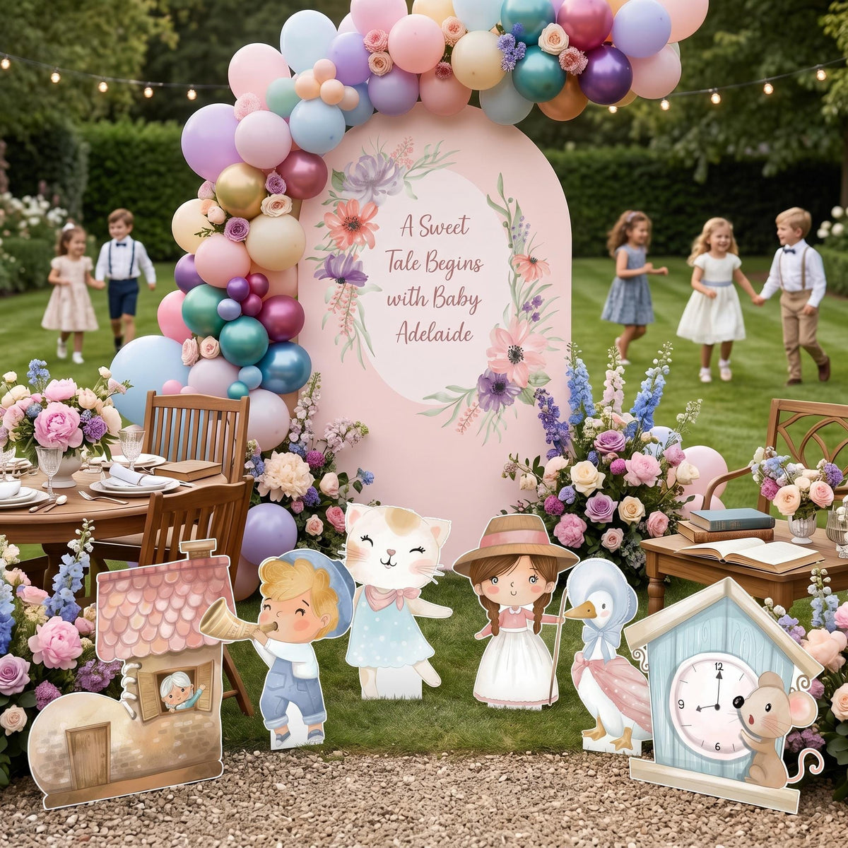 Nursery Rhymes Cutouts, Mother Goose Baby Shower, Silly Goose Props, Gender Neutral, Storybook 1st Birthday