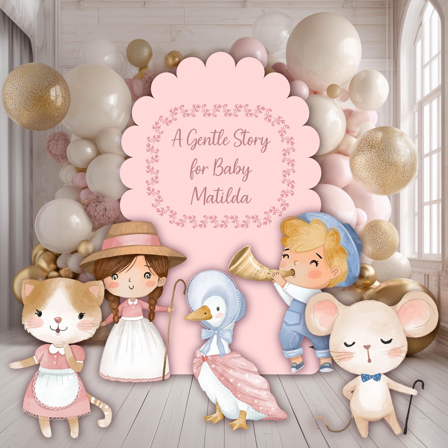 Nursery Rhymes Cutouts, Mother Goose Baby Shower, Silly Goose Props, Gender Neutral, Storybook 1st Birthday