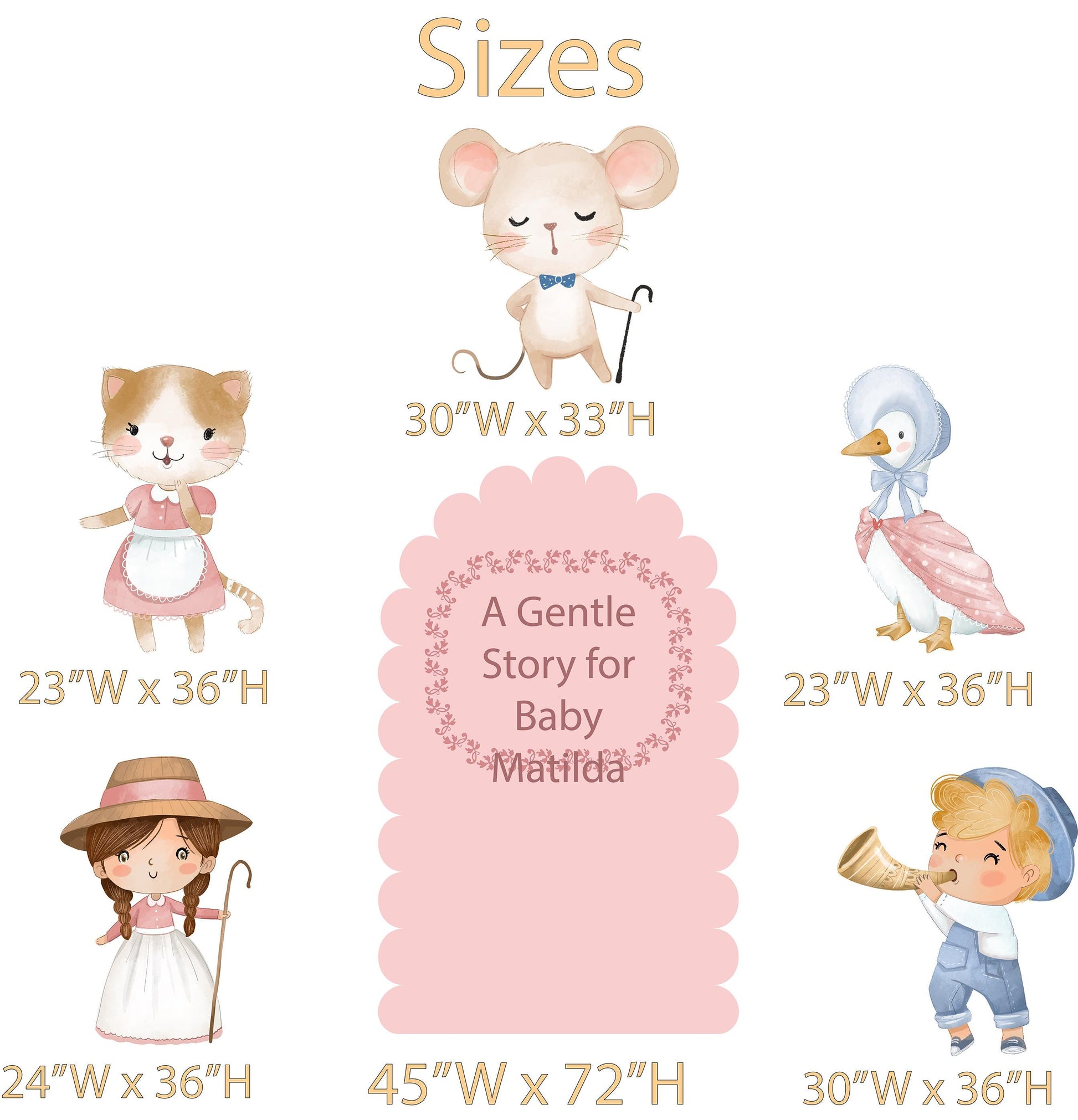 Nursery Rhymes Cutouts, Mother Goose Baby Shower, Silly Goose Props, Gender Neutral, Storybook 1st Birthday