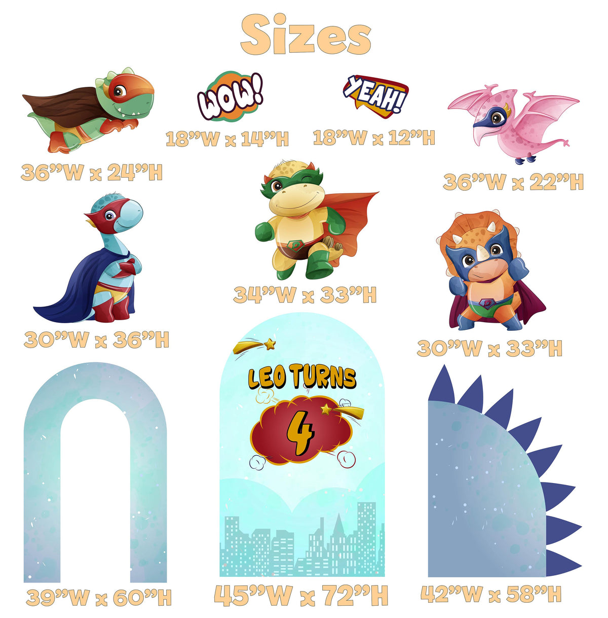 Superhero Dinosaur Party Cutouts, Party Decor, Baby Dino, Birthday Party Props, Baby Shower, Lawn Sign, Comic