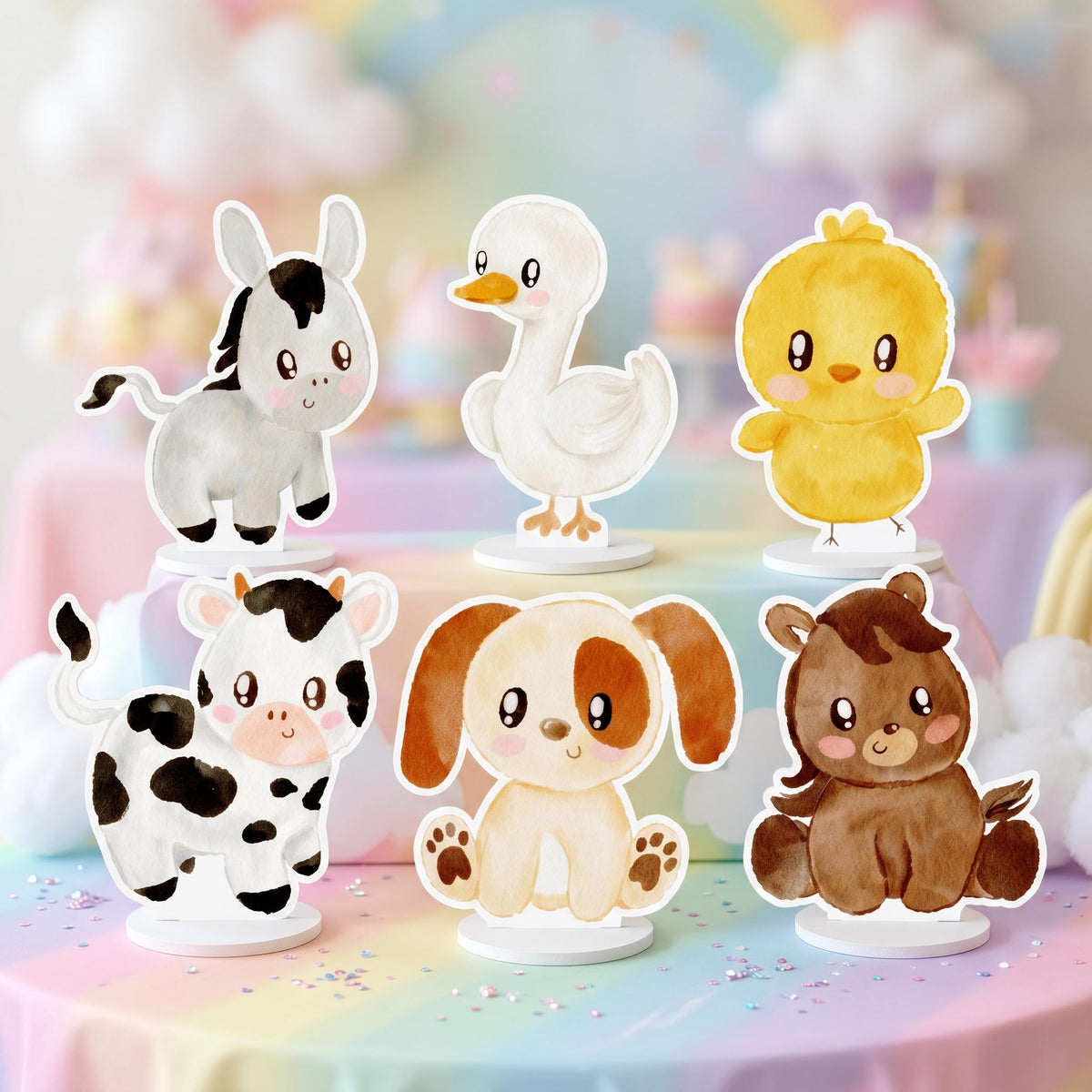 Farm Animals Double-Sided Table Centerpieces Set 6, Baby Shower, Nursery Decor, Table Decor, Birthday Decorations, Farmhouse Decor