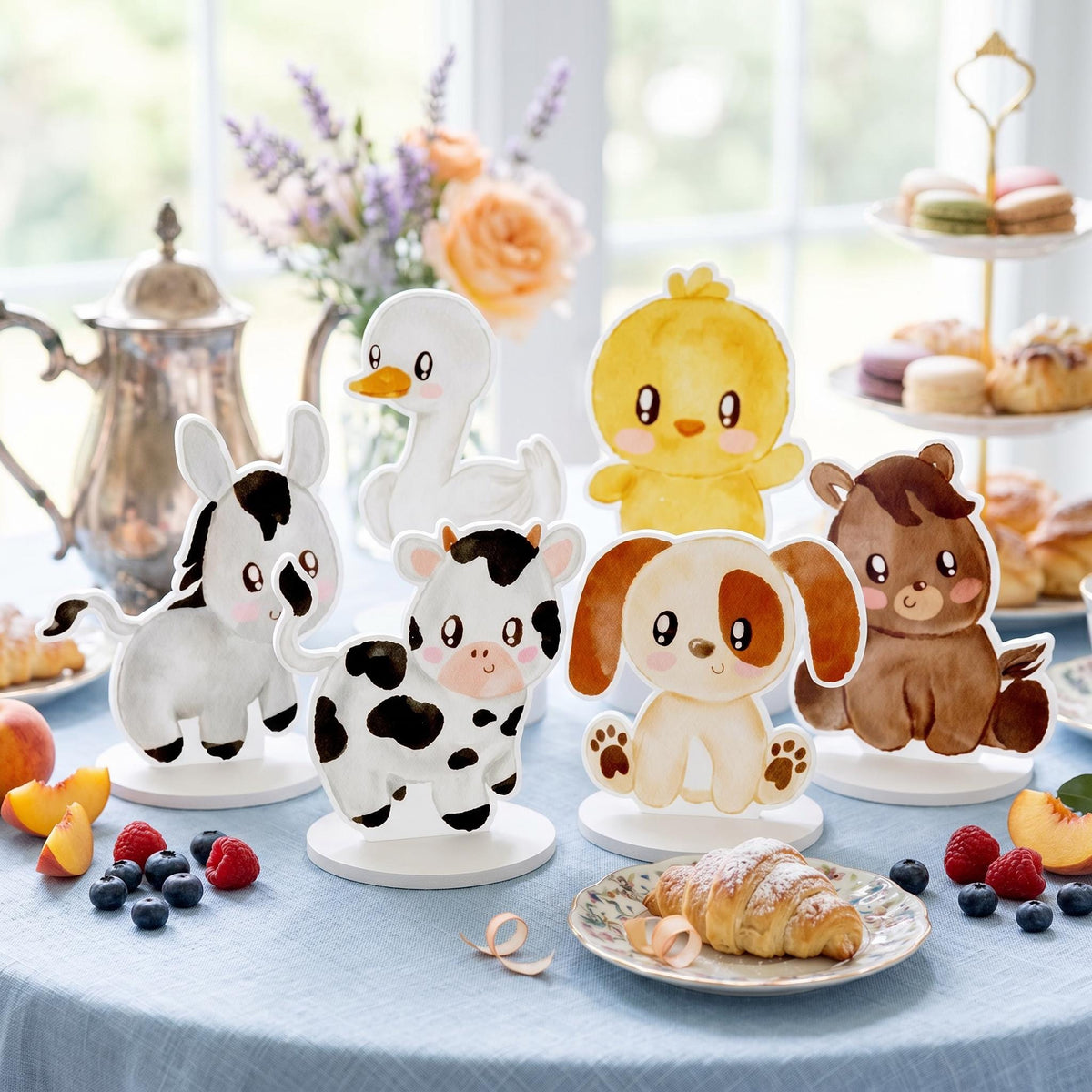 Farm Animals Double-Sided Table Centerpieces Set 6, Baby Shower, Nursery Decor, Table Decor, Birthday Decorations, Farmhouse Decor