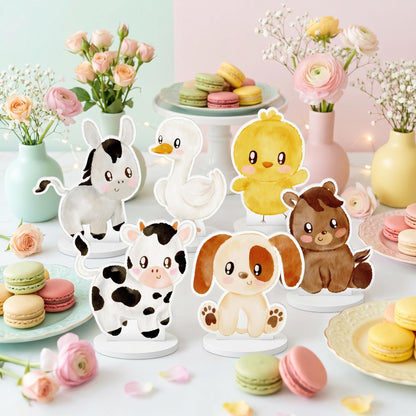 Farm Animals Double-Sided Table Centerpieces Set 6, Baby Shower, Nursery Decor, Table Decor, Birthday Decorations, Farmhouse Decor