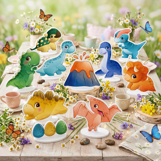 Dinosaur Double-Sided Table Centerpieces Set 10 — custom party decor, printed and cut to shape