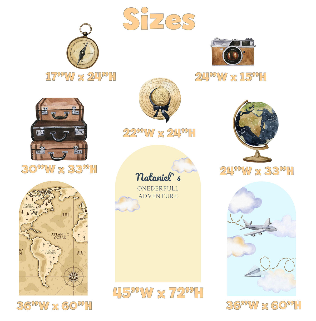 Travel Adventure Cutouts (World Map & Globes), Baby Shower, Airplane Backdrop, Birthday Decor, Baby Boy, Compass Centerpieces