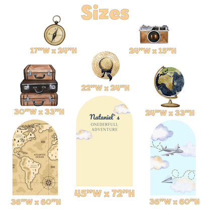 Travel Adventure Cutouts (World Map & Globes), Baby Shower, Airplane Backdrop, Birthday Decor, Baby Boy, Compass Centerpieces