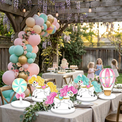 Carnival Double-Sided Table Centerpieces Set 5, Hot Air Balloon, First Birthday, Circus Baby Shower, Nursery Decor, Table Decor, Carousel