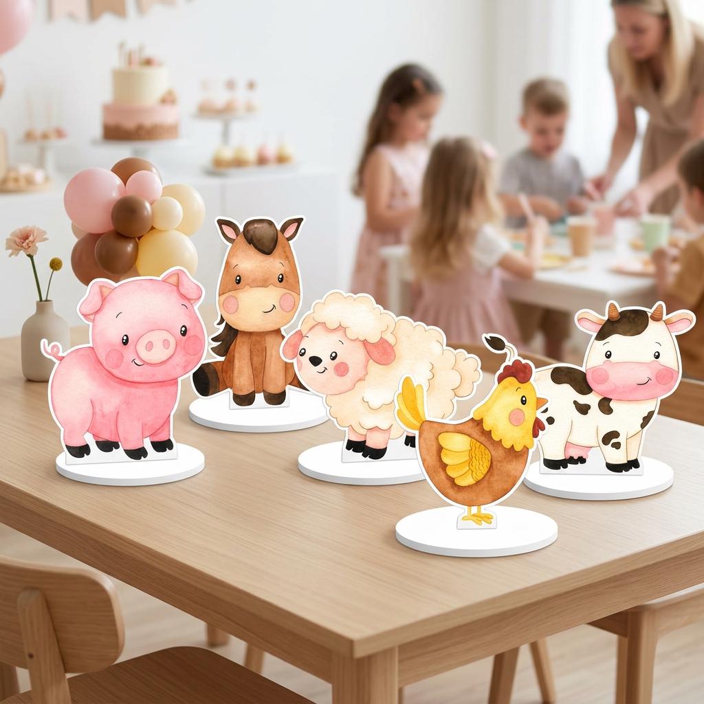 Farm Animals Double-Sided Table Centerpieces Set 5, Baby Shower, Nursery Decor, Table Decor, Birthday Decorations, Farmhouse Decor, Props