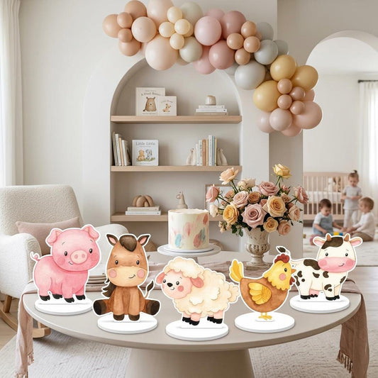 Farm Animals Double-Sided Table Centerpieces Set 5 — custom party decor, printed and cut to shape