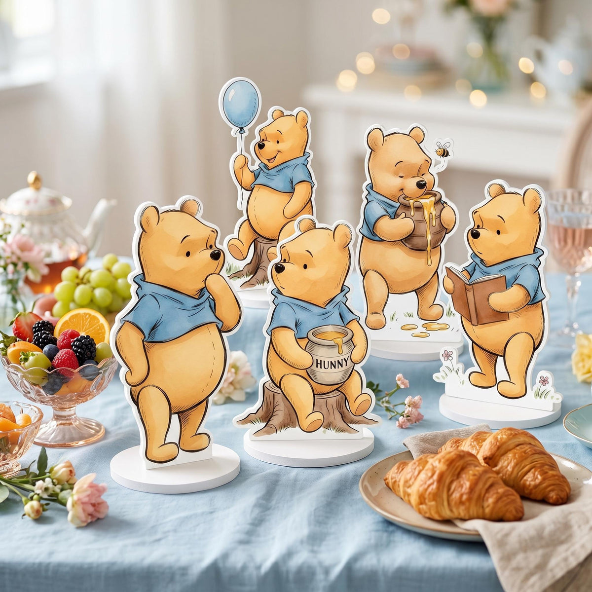 Classic Honey Bear and Friends Double-Sided Table Centerpieces Set 6 (Four-Bear Set), Baby Shower, Nursery Decor, Table Decor, Birthday Decorations