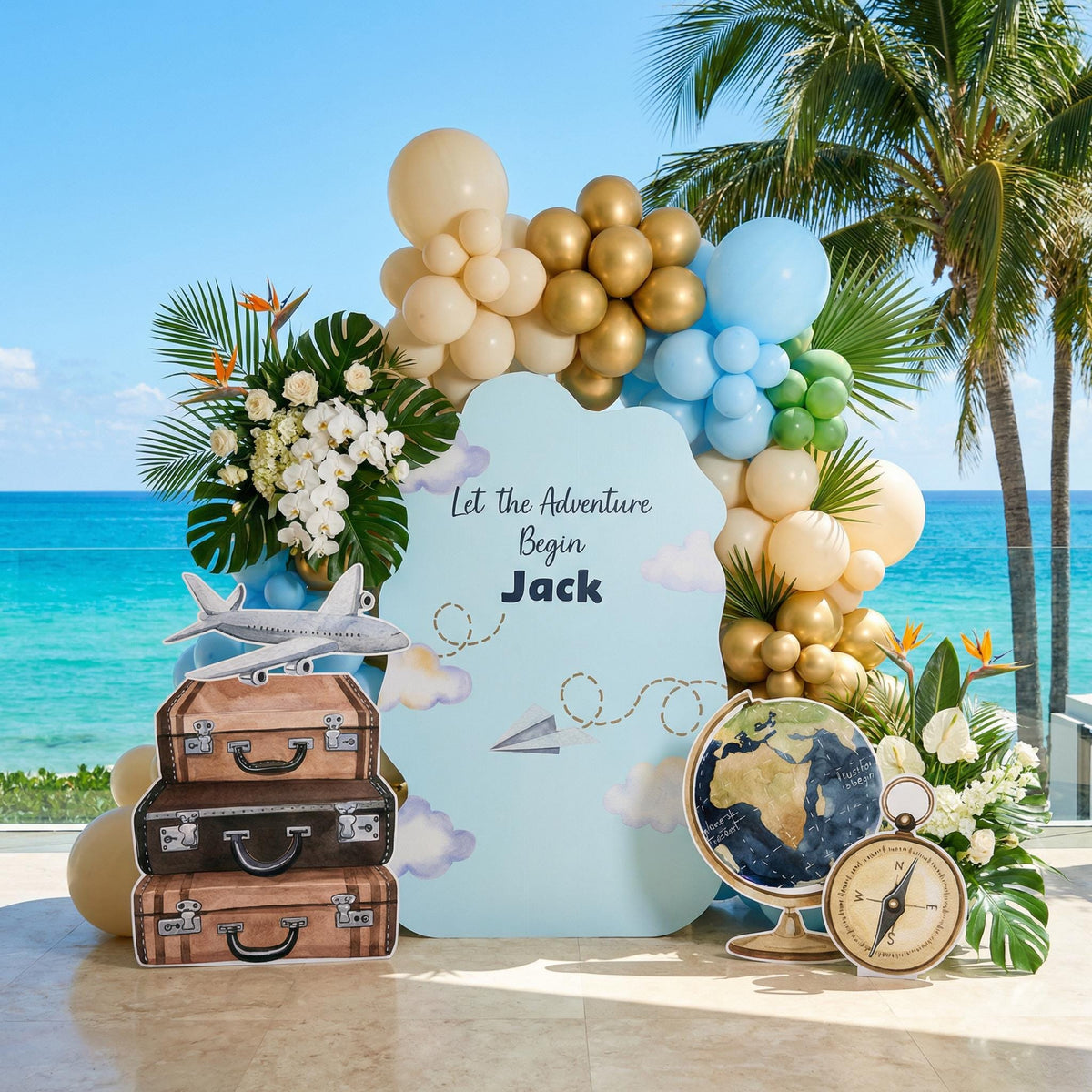 Travel Adventure Cutouts — custom party decor, printed and cut to shape