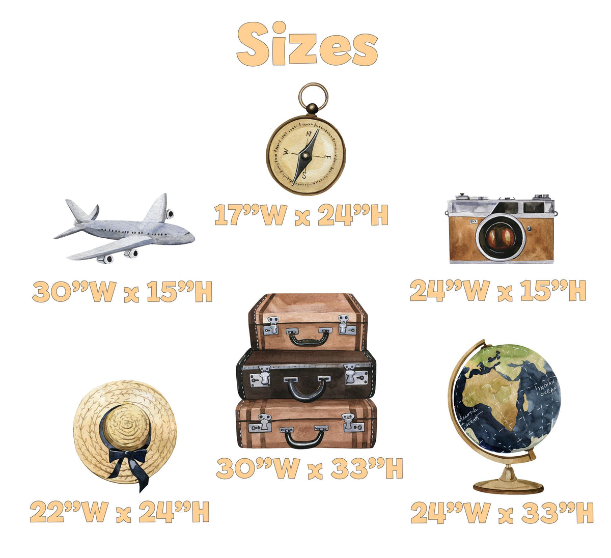 Travel Adventure Set 6 Cutouts, Baby Shower, Airplane Backdrop, Birthday Decor, Baby Boy, Compass Centerpieces