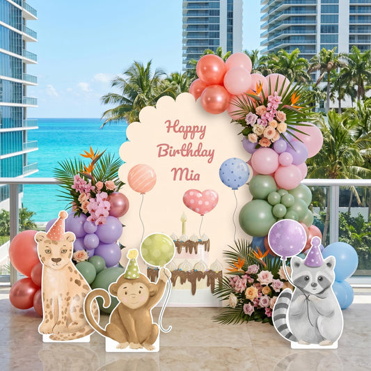 Party Animals Birthday Cutouts — custom party decor, printed and cut to shape