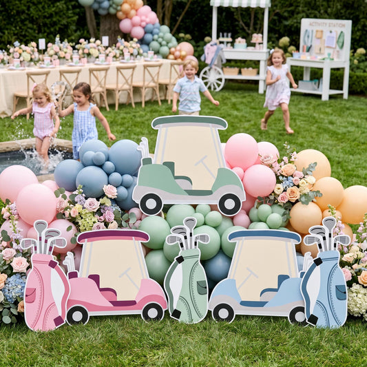 Hole in One Birthday Cutouts — custom party decor, printed and cut to shape