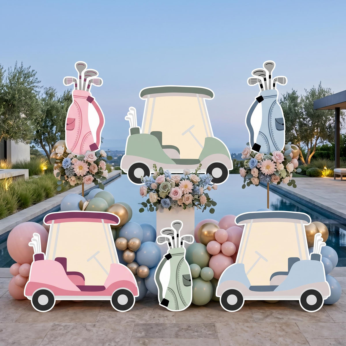 Hole in One Birthday Cutouts (Carts Only), Twins Golf Party Decor, Baby Shower, 1st Birthday, Gender Reveal, He or She, Baby Announcement