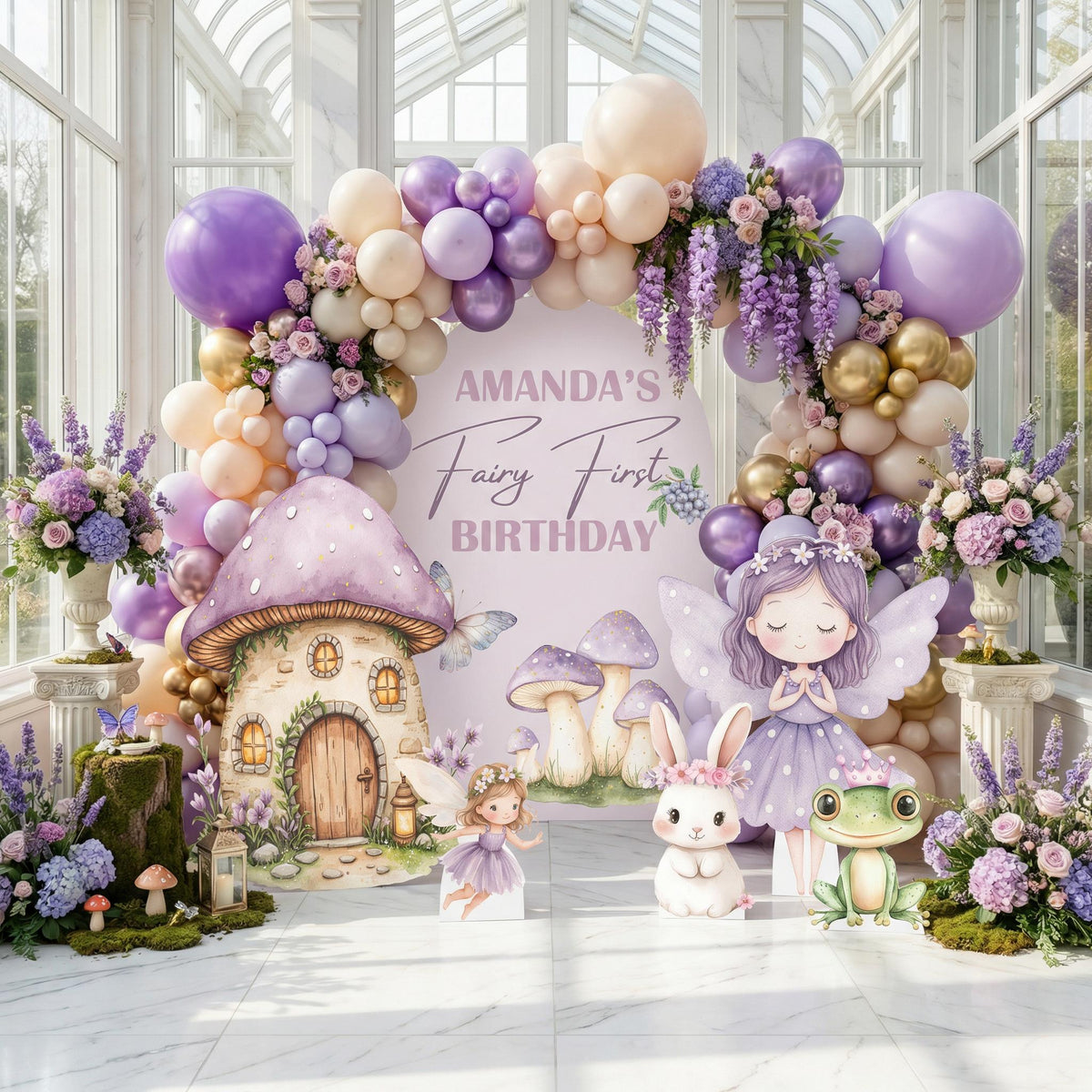 Purple Fairy Cutout — custom party decor, printed and cut to shape