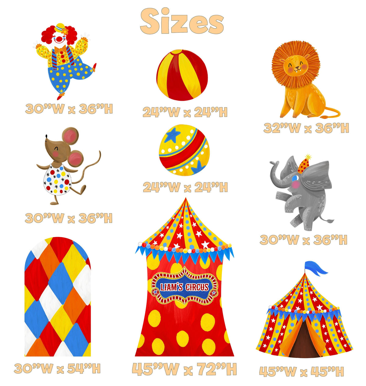 Circus Cutouts (Primary Circus Tent), Carousel Party Decoration, Centerpieces, Baby Shower, Carnival Horse, 1st Birthday Decor, Circus Animals