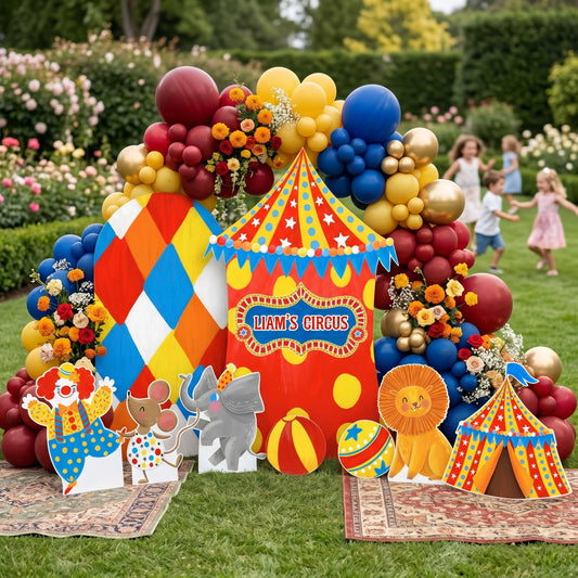Circus Cutouts — custom party decor, printed and cut to shape